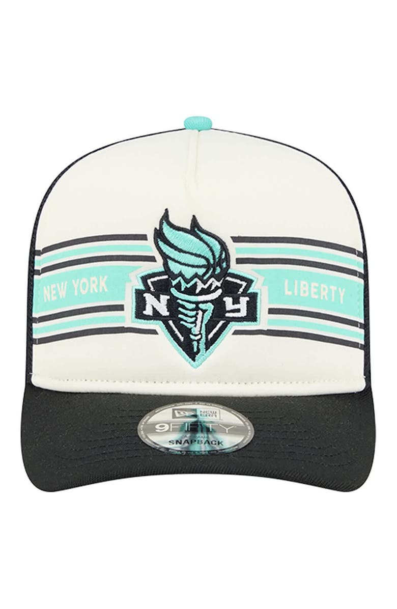 New Era Unisex New Era  White/Black New York Liberty Banner Foam Front 9FIFTY A-Frame Adjustable Trucker Hat, Alternate, color, White
