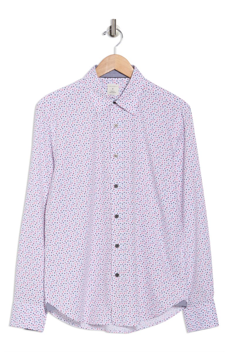 CONSTRUCT Slim Fit Dot Stretch Button-Up Shirt, Alternate, color, White/ Red