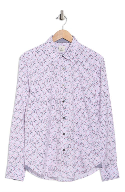 Construct Slim Fit Dot Stretch Button-up Shirt In Pink