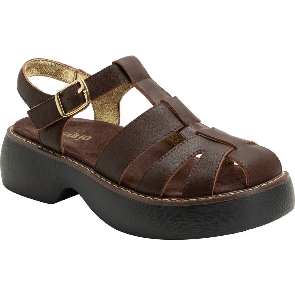 Alegria By Pg Lite Ingrid Ankle Strap Platform Fisherman Sandal In Brown