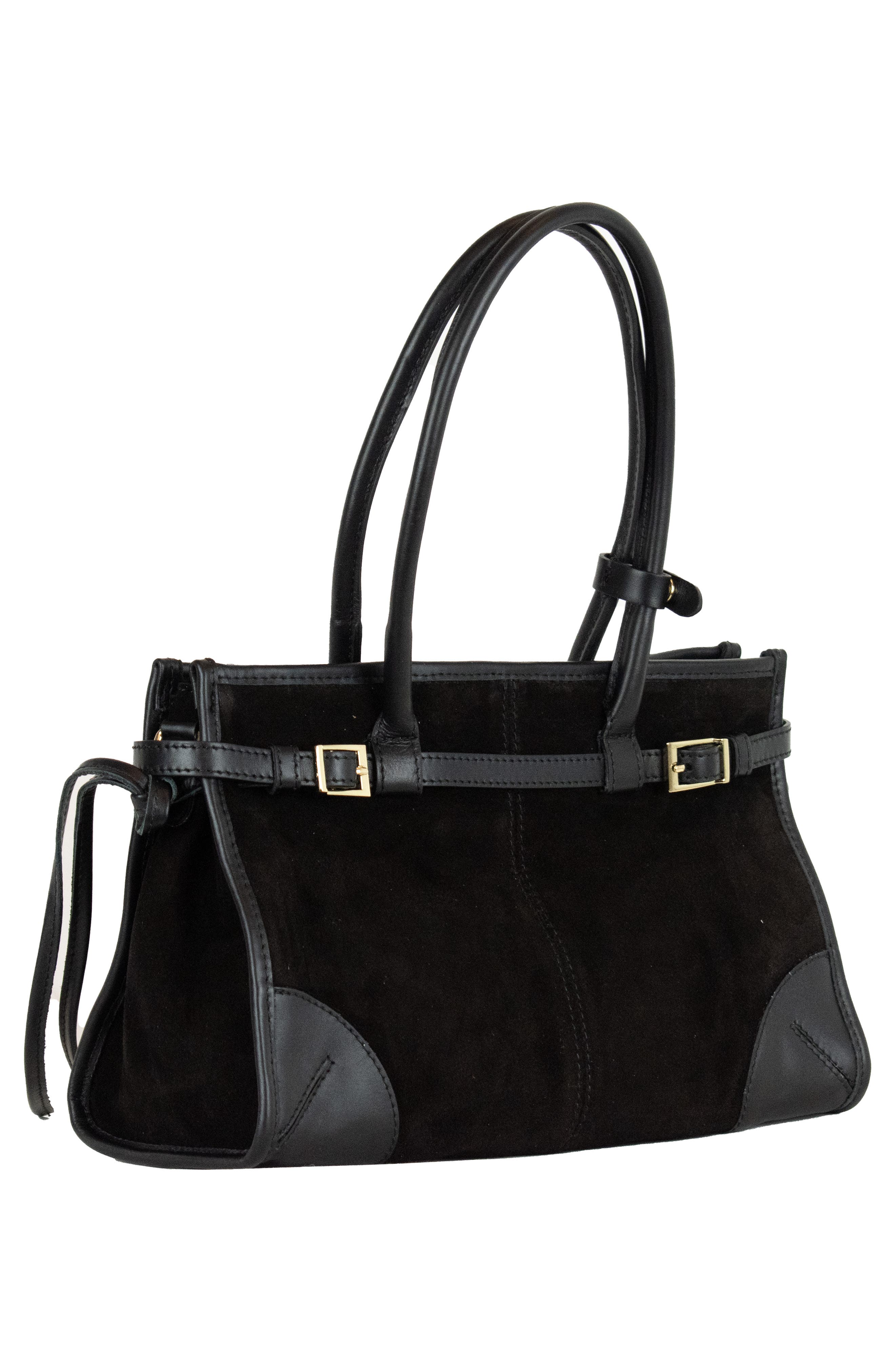Persaman New York Leather & Suede Tote Bag, Alternate, color, Black