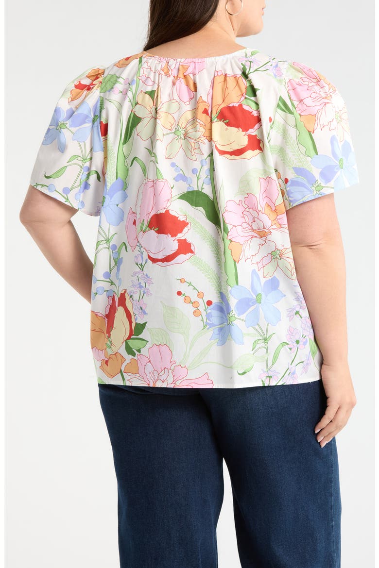 Floral Split Neck Top, Alternate, color, WHITE-MULTI