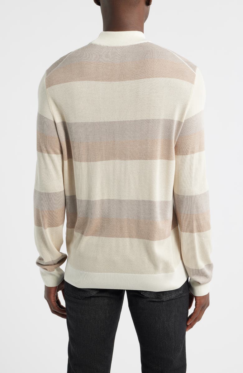 BOSS Hugo Rugby Stripe Silk Sweater, Alternate, color, Open White