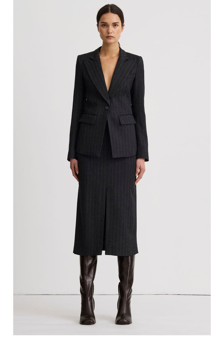 Front Slit Trouser Skirt, Alternate, color, Slate Herringbone