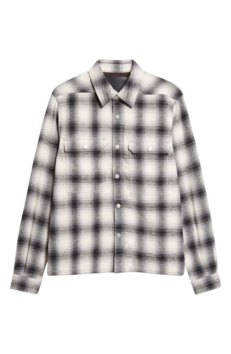 Rick Owens DRKSHDW Ombré Plaid Cotton Flannel Snap-Up Shirt, Main, color, Grey Ombre Plaid