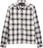 Rick Owens DRKSHDW Ombré Plaid Cotton Flannel Snap-Up Shirt
