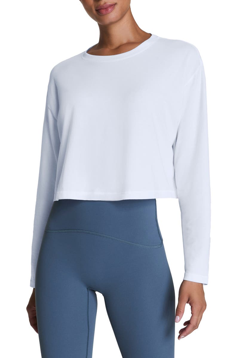 SPANX<sup>®</sup> Outpace Crop Long Sleeve Top, Main, color, Vivid White