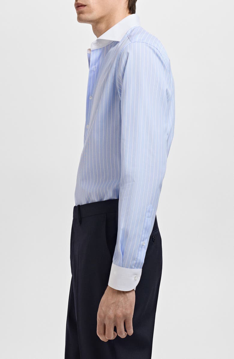 MANGO Slim Fit Stripe Cotton Button-Up Shirt, Alternate, color, 