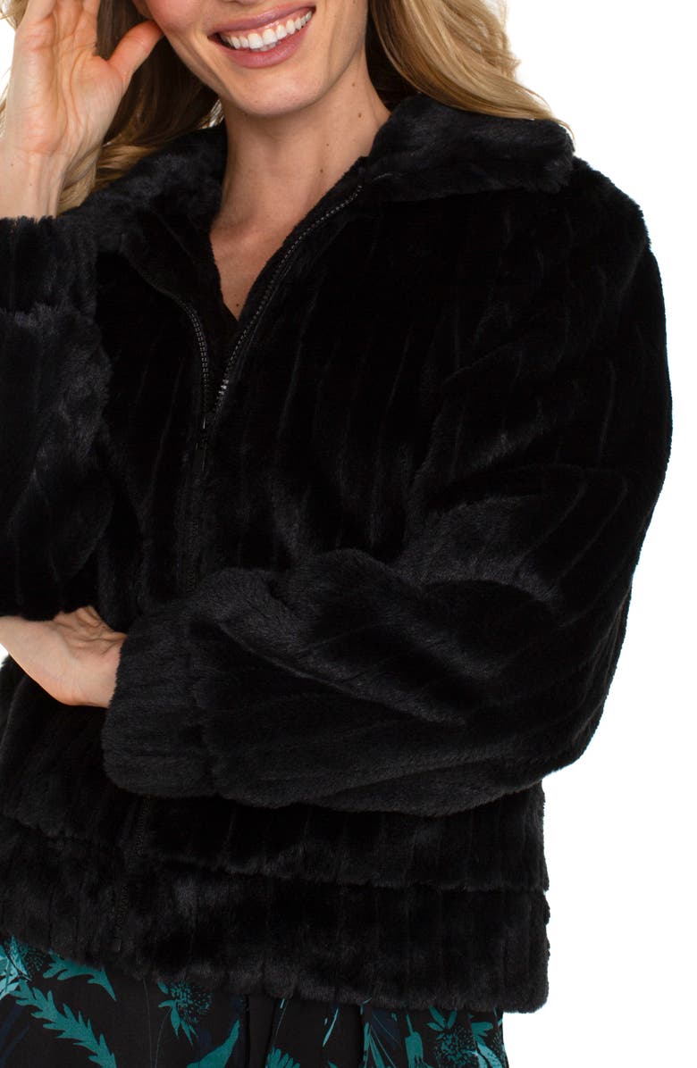 Liverpool Los Angeles Faux Fur Crop Jacket, Alternate, color,