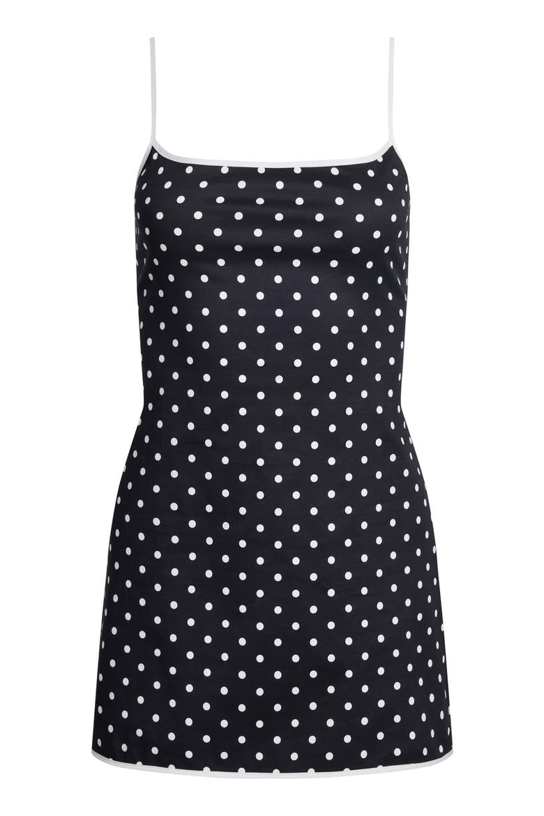 Voyage Polka Dot Stretch Cotton Minidress, Alternate, color, NOIR POLKA