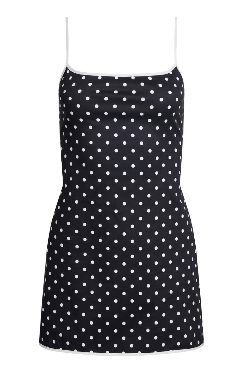 LIONESS Voyage Polka Dot Stretch Cotton Minidress, Alternate, color, Noir Polka