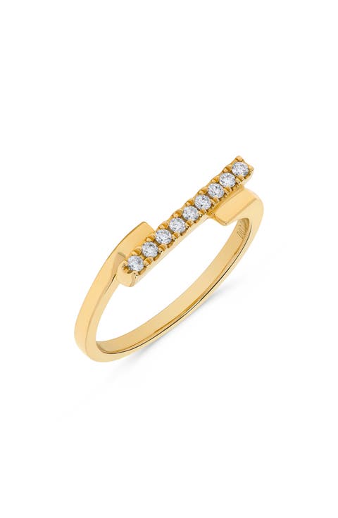 14K Yellow Gold Diamond Bar Ring
