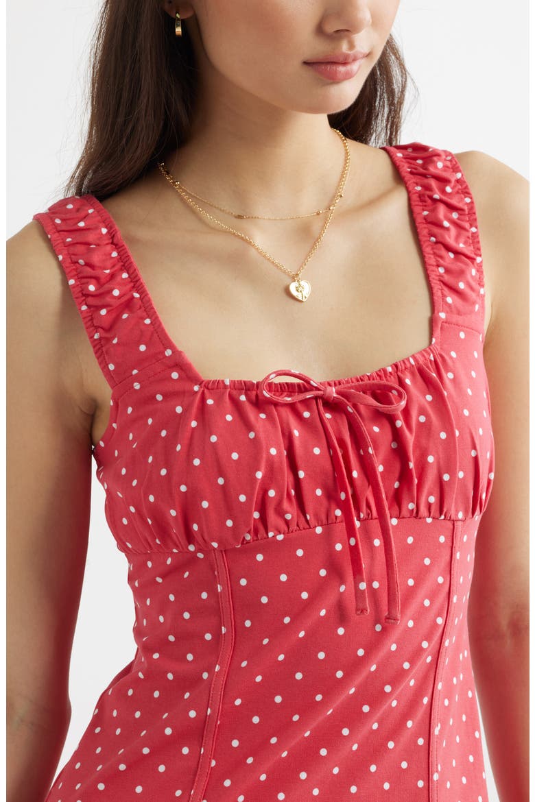 Floral Stretch Cotton Minidress, Alternate, color, RED S- WHITE DOVE DOT