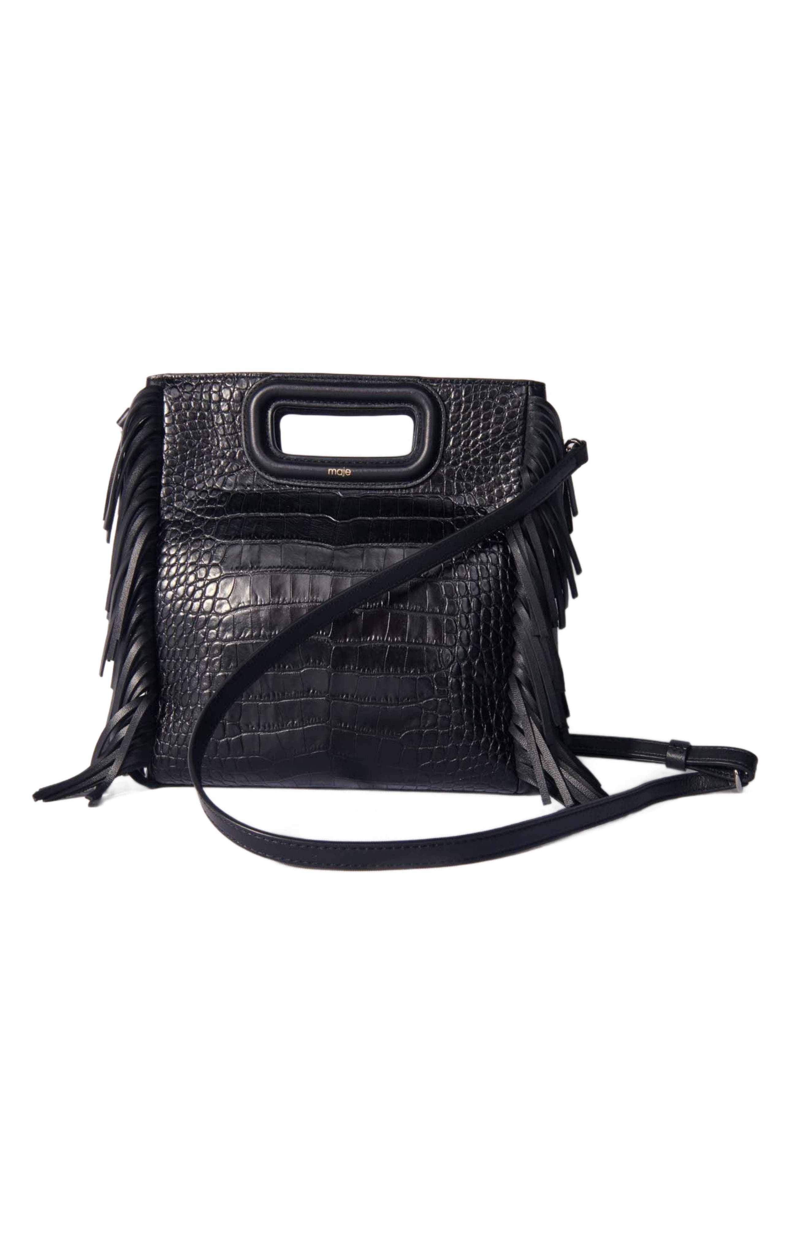 Crocodile-effect leather M bag, Alternate, color, Black