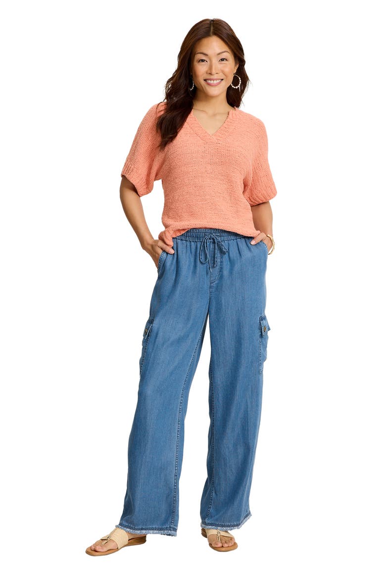 O Lei Chambray Cargo Pants, Alternate, color, MED INDIGO WASH