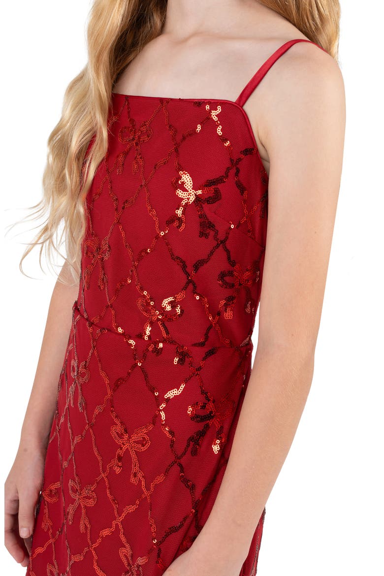 Kids' Sequin Diamond Bow Dress, Alternate, color, RED