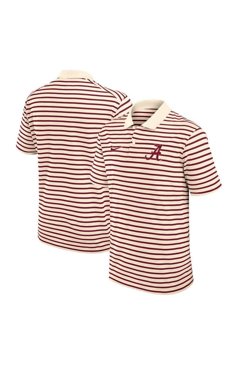 Nike Men's Nike Cream Alabama Crimson Tide Solid Foundation Striped Performance Polo, Main, color, Cream