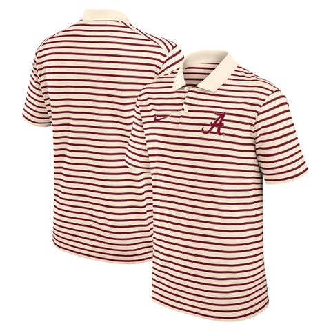 Men's Nike Cream Alabama Crimson Tide Solid Foundation Striped Performance Polo