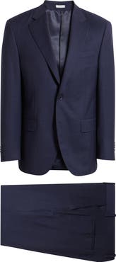 Peter Millar Flynn Classic Fit Navy Windowpane Check Wool Suit