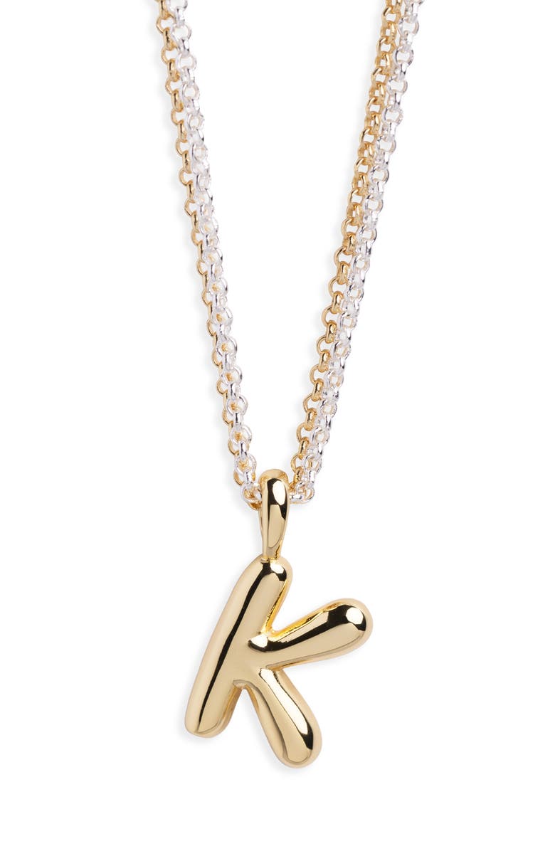 ARGENTO VIVO Puffy K Initial Pendant Necklace, Main, color, Two Tone