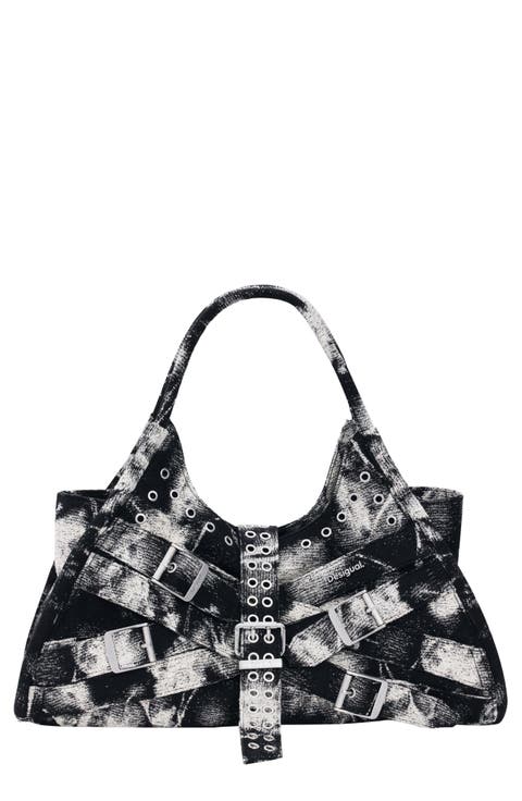 Buckle Strap Denim Satchel