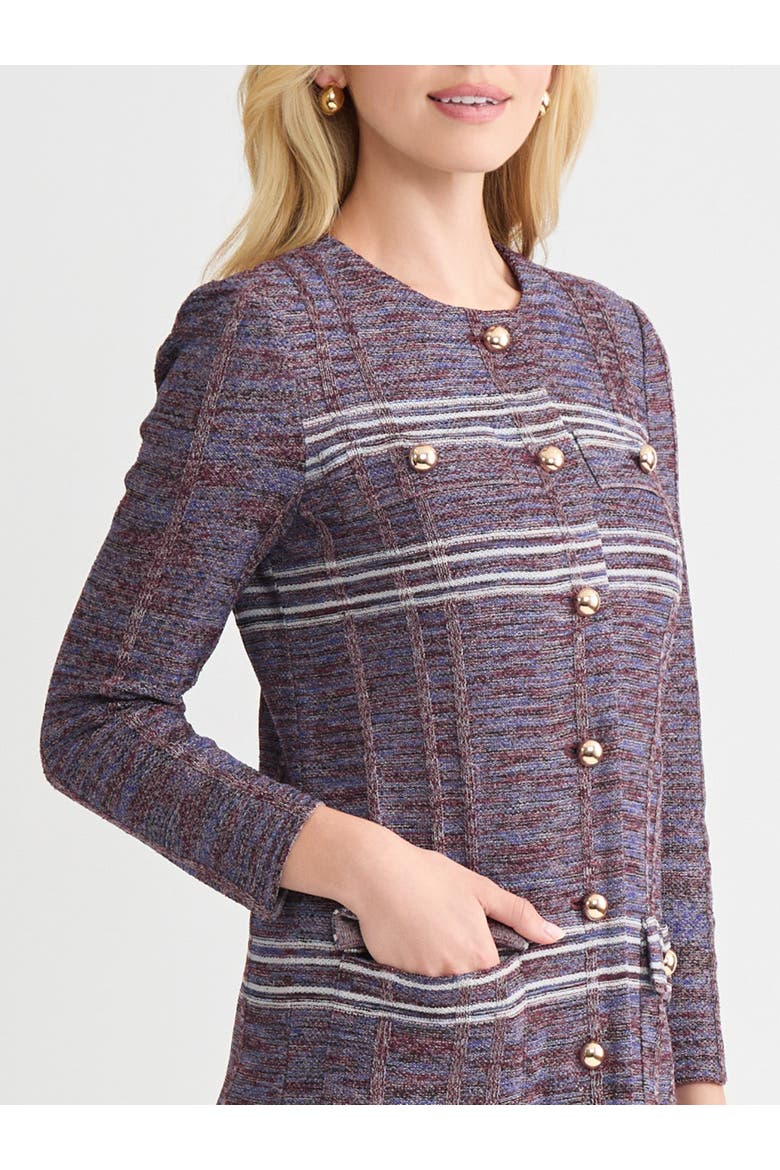 Melange Striped Fringe Trim Knit Jacket, Alternate, color, Sangria/Blue/Black