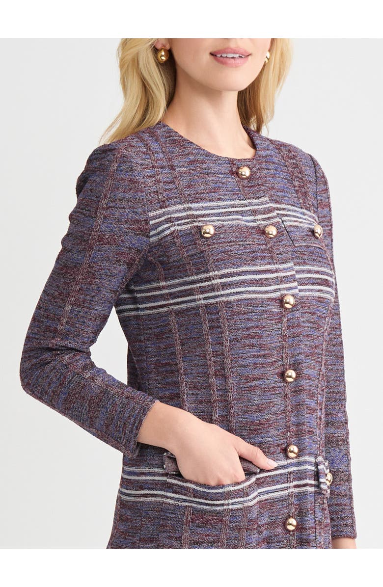 Misook Melange Striped Fringe Trim Knit Jacket, Alternate, color, Sangria/Blue/Black