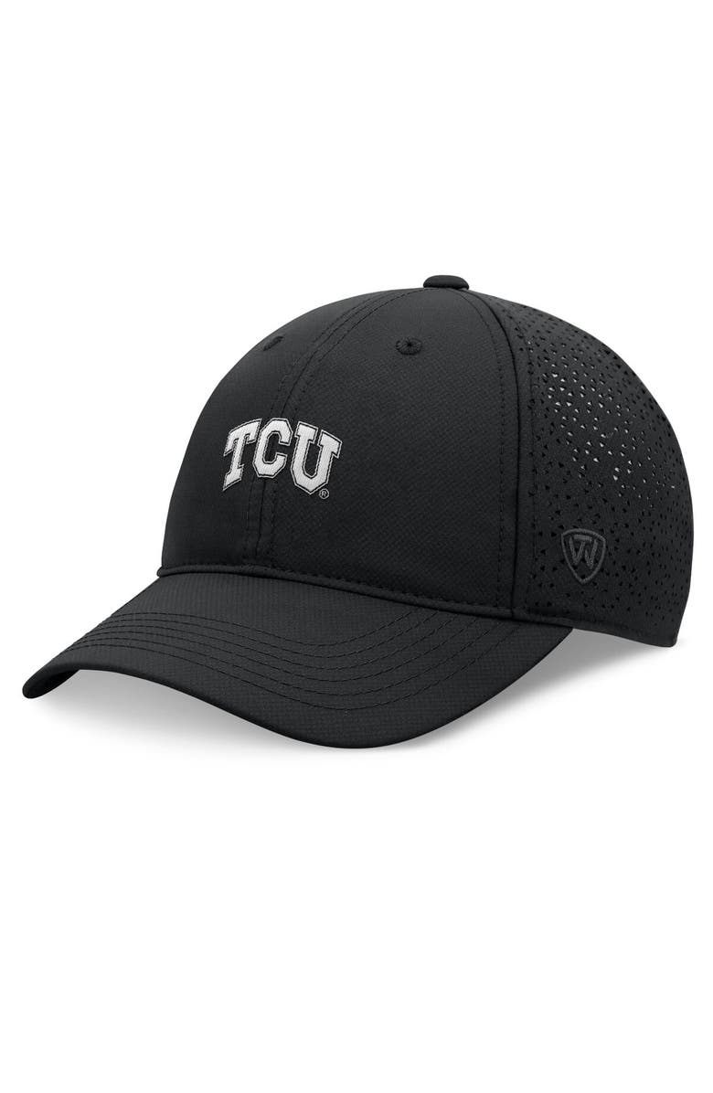 TOP OF THE WORLD Men's Top of the World Black TCU Horned Frogs Liquesce Trucker Adjustable Hat, Main, color, 