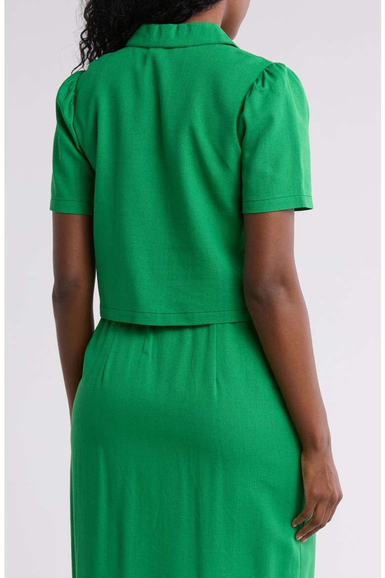 Abby Button Front Short Sleeve Top, Alternate, color, FERN GREEN