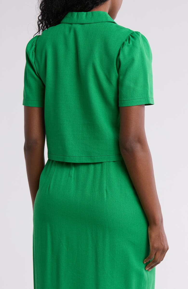 Love By Design Abby Button Front Short Sleeve Top, Alternate, color, Fern Green