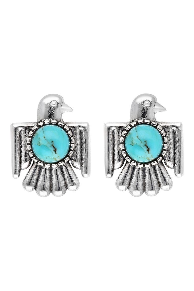 Turquoise Eagle Stud Earrings, Alternate, color, BLUE