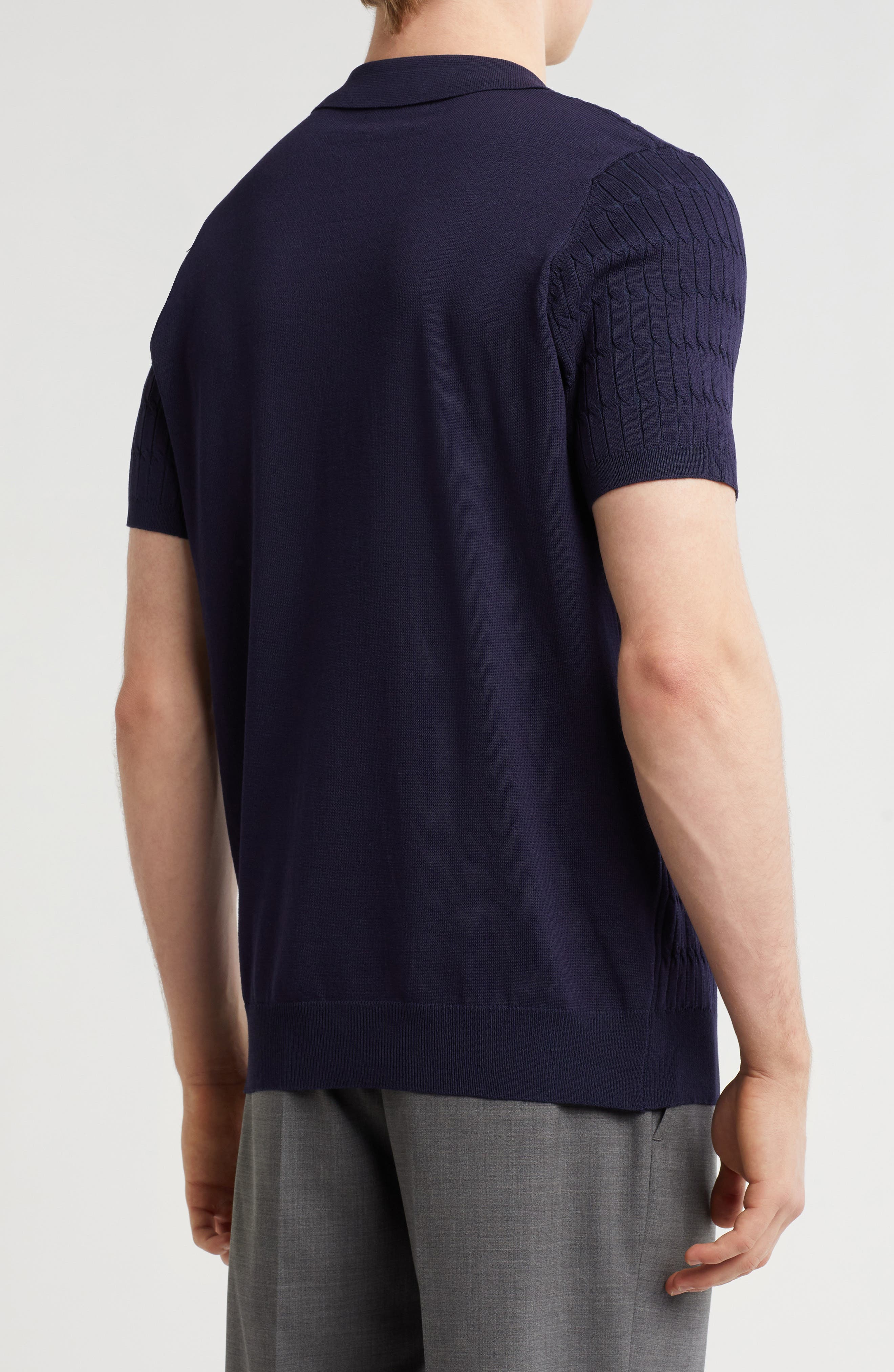 Textured Sweater Knit Zip Polo - image 4