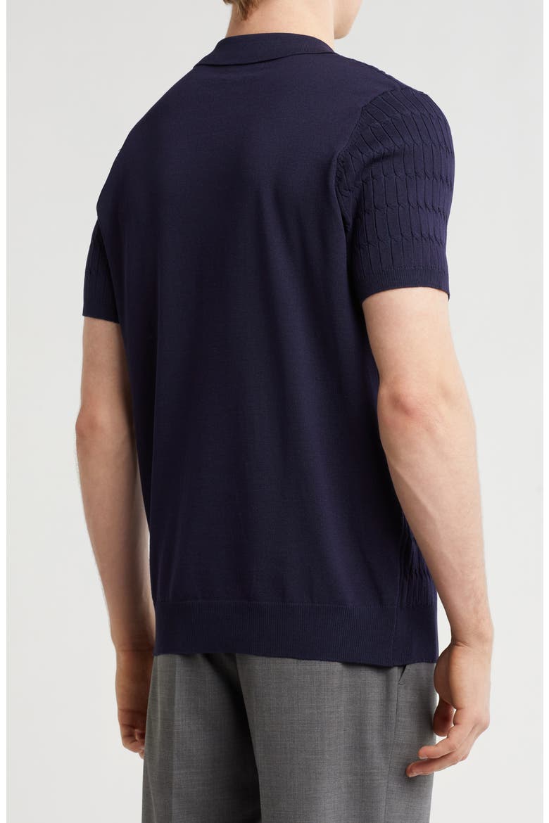 Textured Sweater Knit Zip Polo, Alternate, color, NAVY