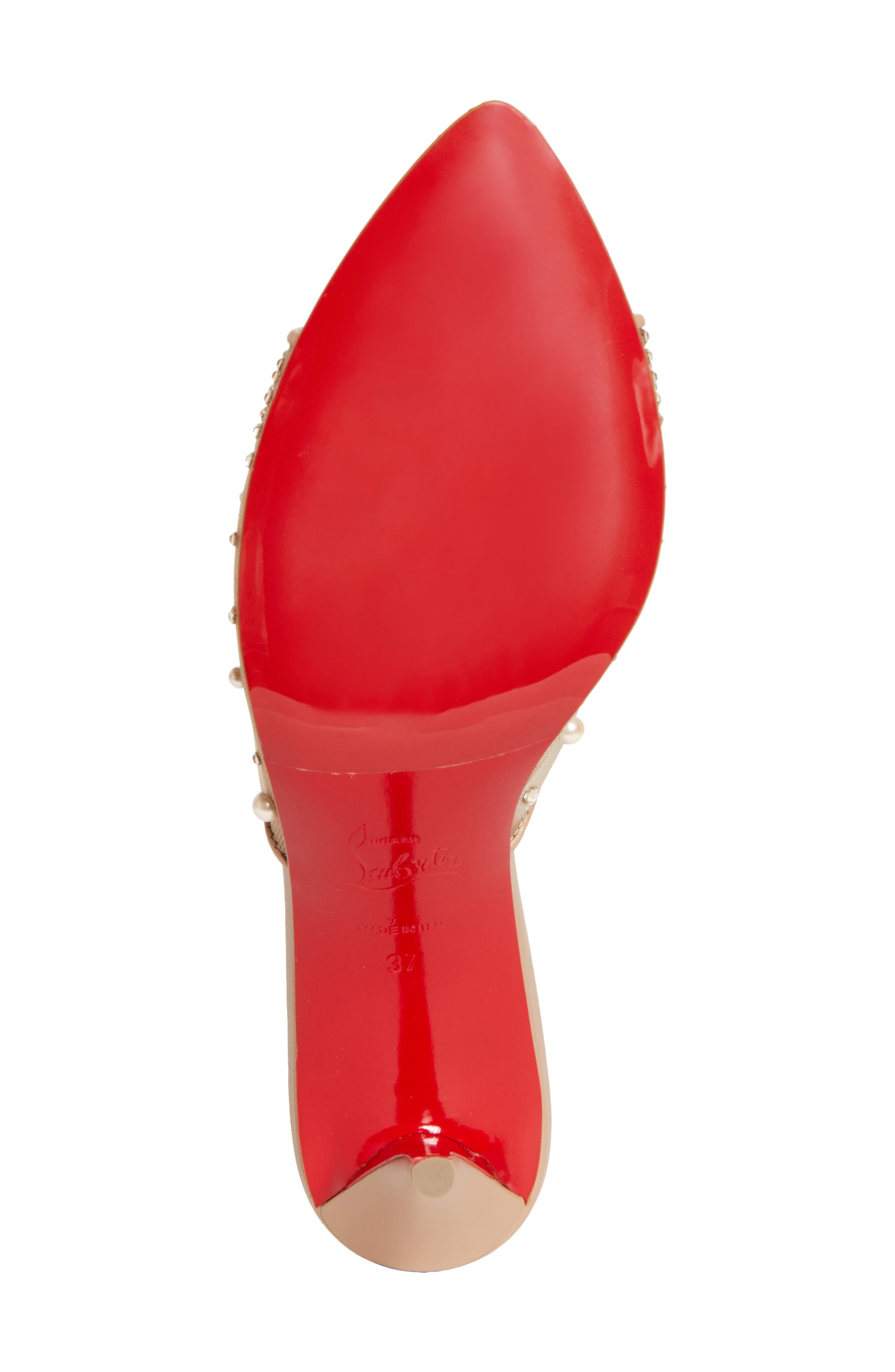 Christian Louboutin Miss Z Crystal Embellished Mesh Pointed Toe Sandal, Alternate, color, Blush/ Blush