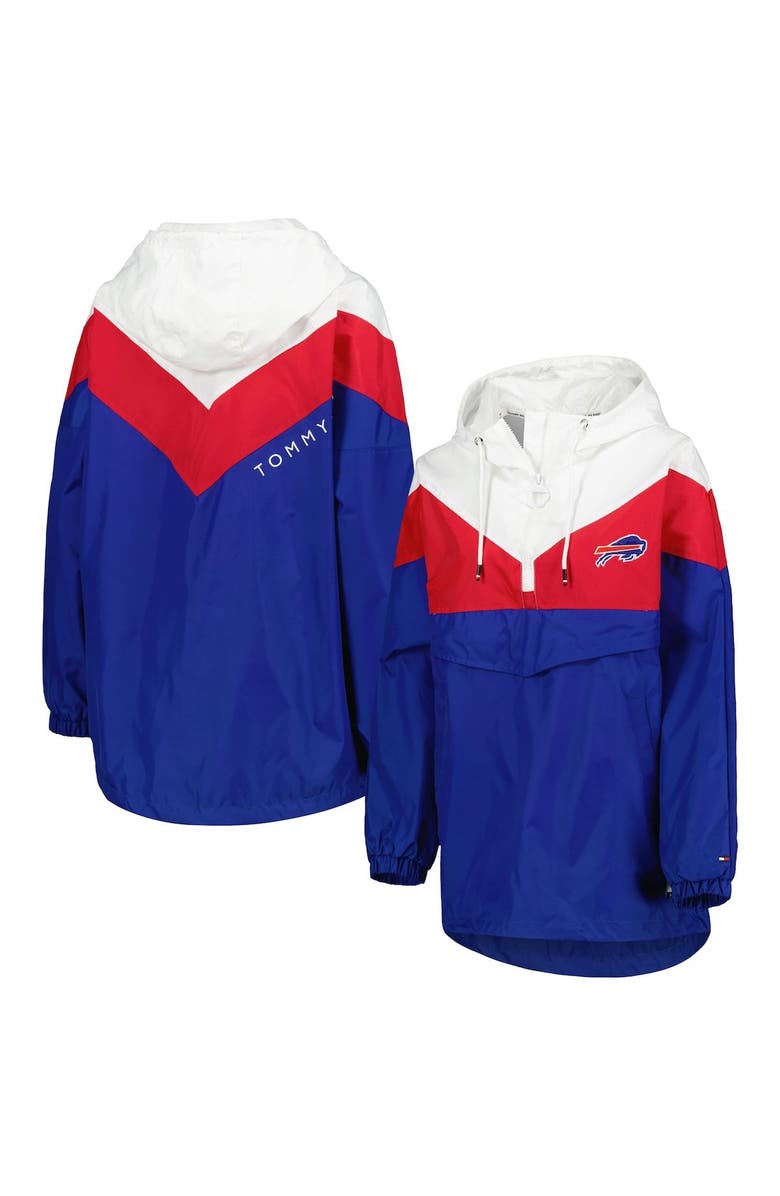 Tommy Hilfiger Women's Tommy Hilfiger White/Red Buffalo Bills Staci Half-Zip Hoodie Windbreaker Jacket, Main, color, 