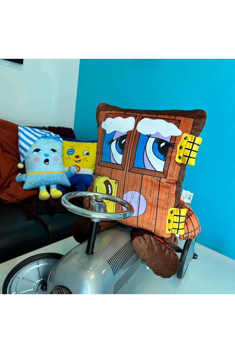 Squeaky Door Plush Pillow, Alternate, color, Brown