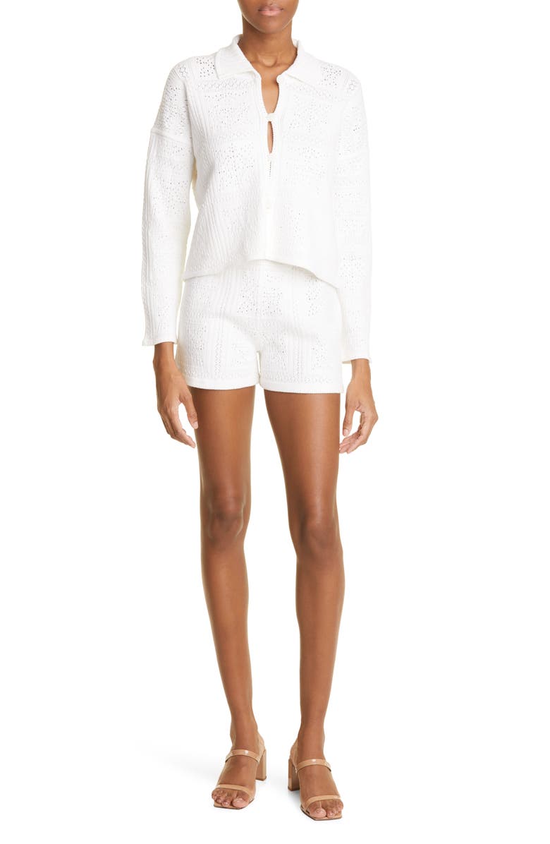 Club Monaco Pointelle Crop Sweater, Alternate, color, White