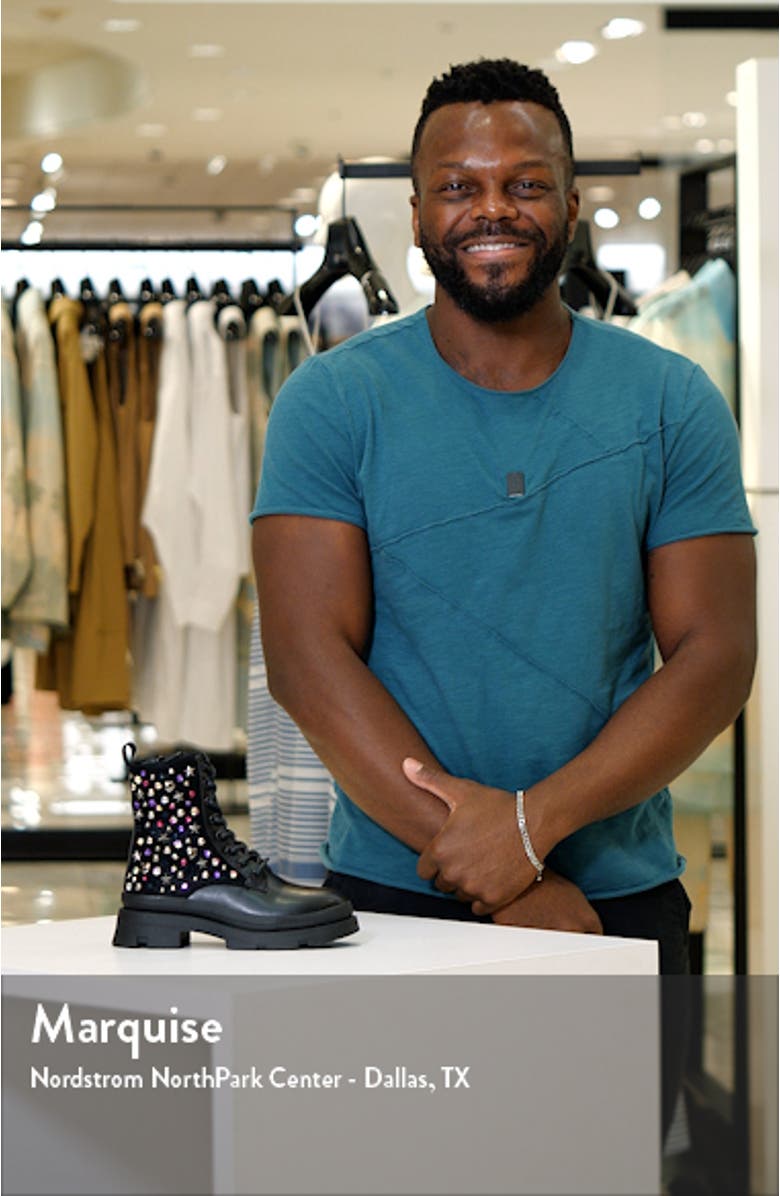 Kids' JKrissen Glitter Stud Combat Boot, sales video thumbnail