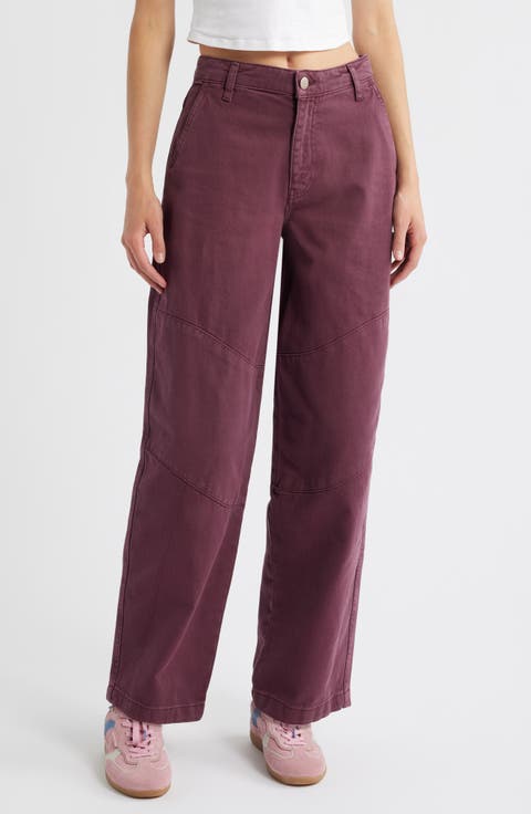 Drew Wide Leg Jeans (Burgundy)