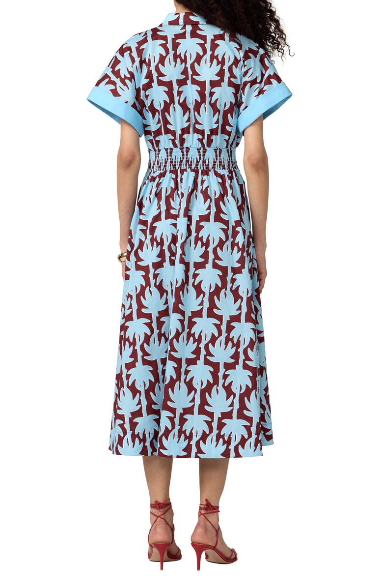 Diane von Furstenberg Alima Palm Print Stretch Cotton Shirtdress, Alternate, color, Haritage Palm Mininirvana