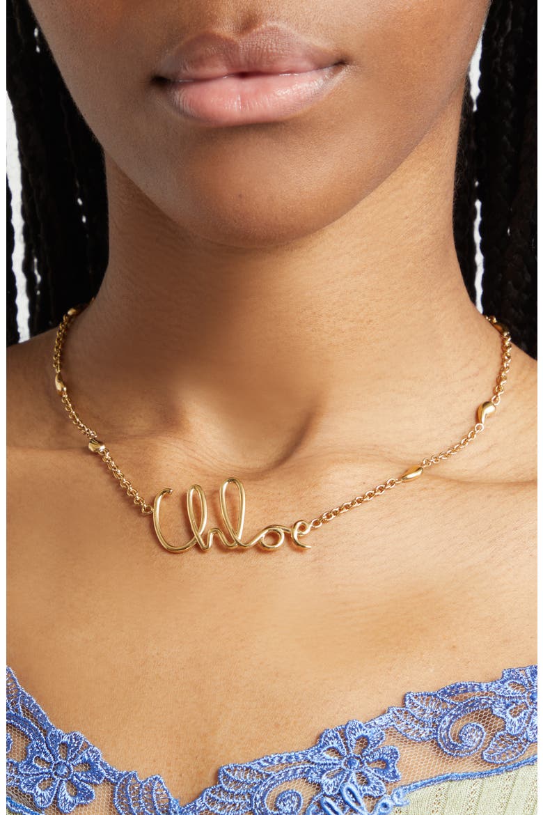 Script Logo Necklace, Alternate, color, VINTAGE GOLD