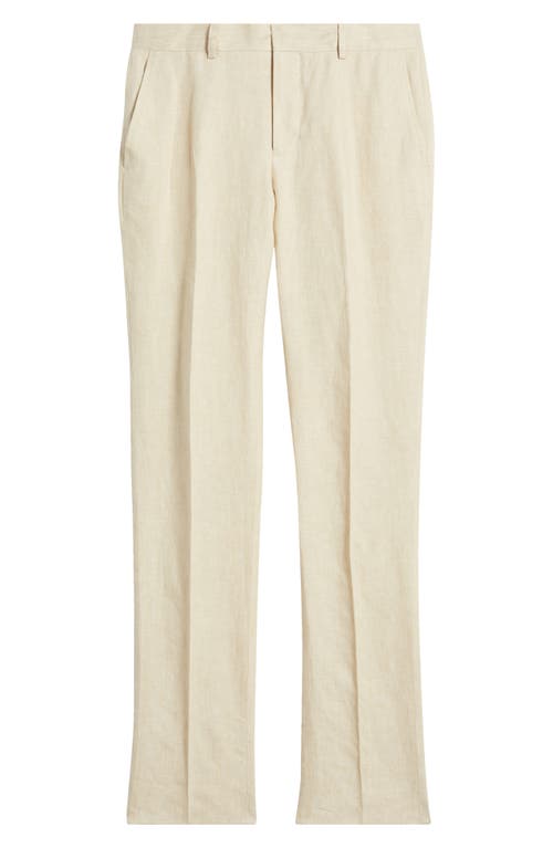 Nordstrom Trim Fit Flat Front Linen Dress Pants In Tan Desert