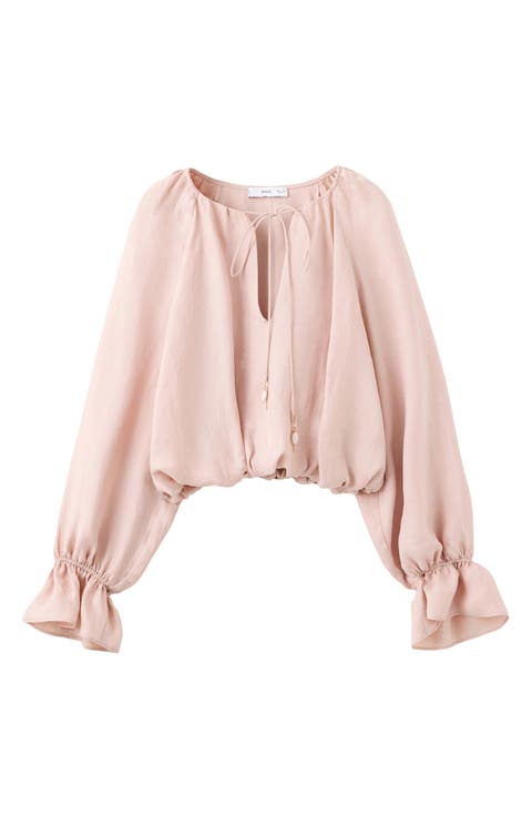 Gathered Long Sleeve Crop Top