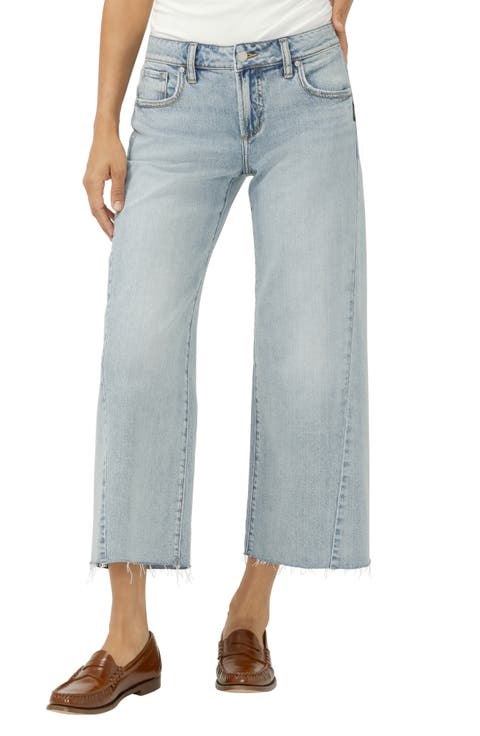 Suki Curvy Raw Hem Ankle Wide Leg Jeans (West End)