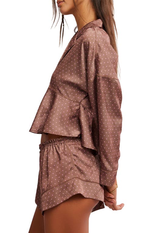 Free People Beauty Sleep Short Pajamas In Chocolate Combo Dot