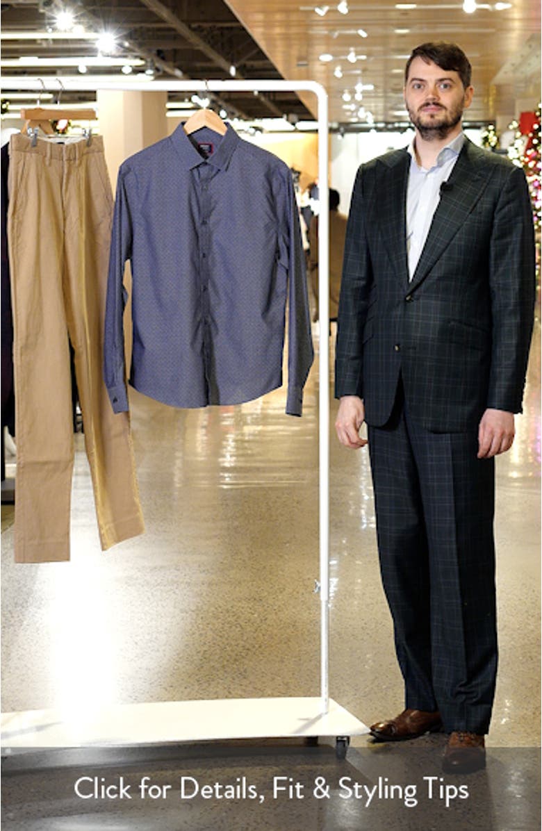 Smithson Regular Fit Neat Floral Wrinkle Free Cotton Button-Down Shirt, sales video thumbnail