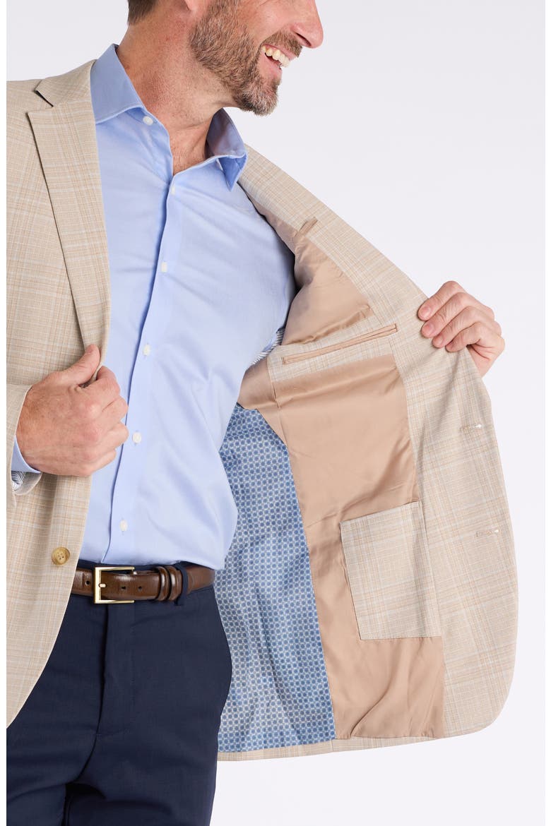 Slim Fit Plaid Sport Coat, Alternate, color, TAUPE