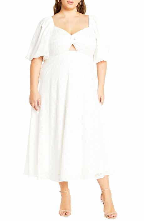 City Chic Inez Floral Cutout Puff Sleeve Dress