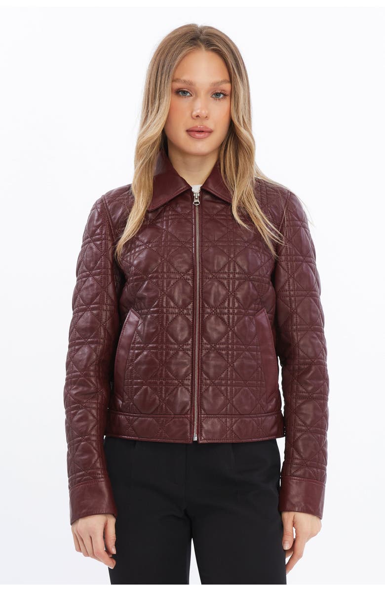 Furniq UK Chloe Quilted Leather Jacket, Main, color, Burgundy