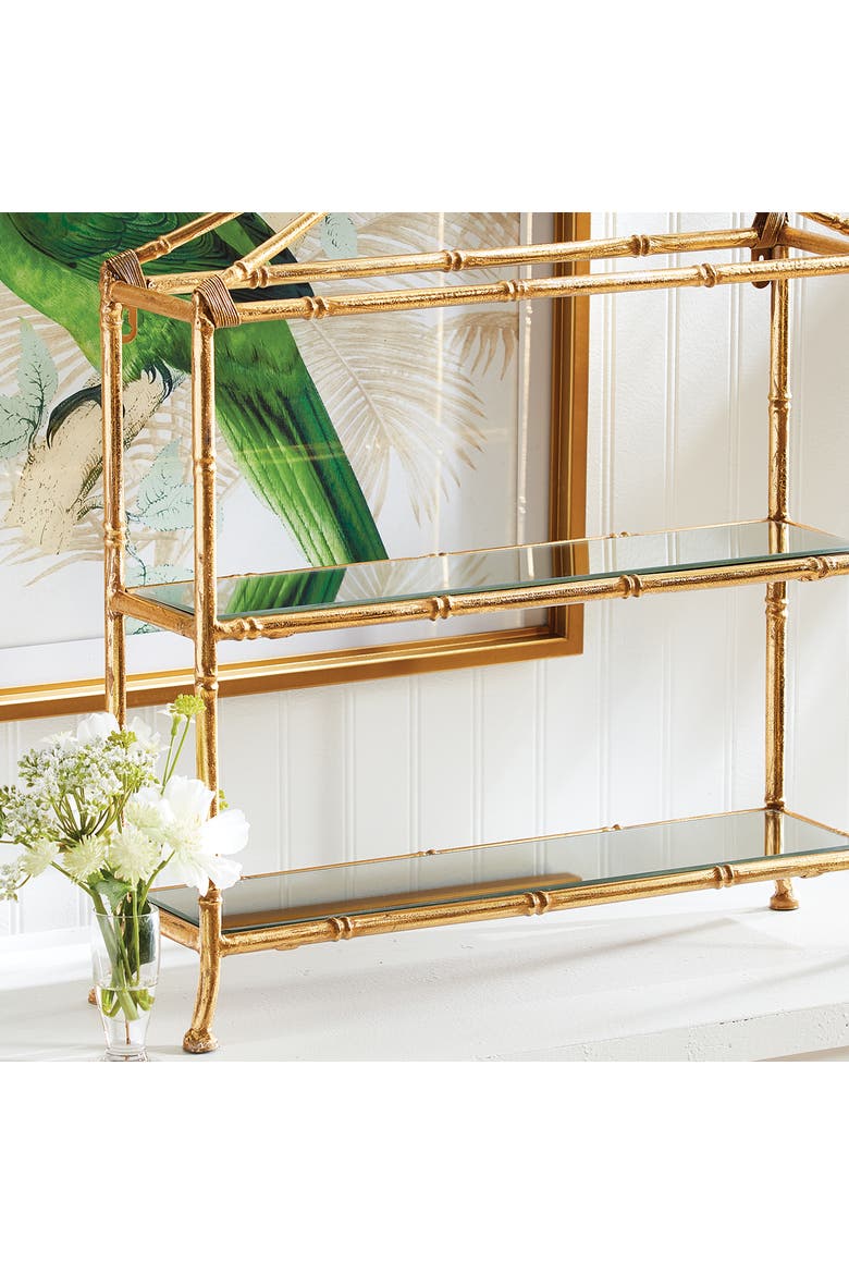 Daphne 2-Tier Curio Shelf, Alternate, color, Gold